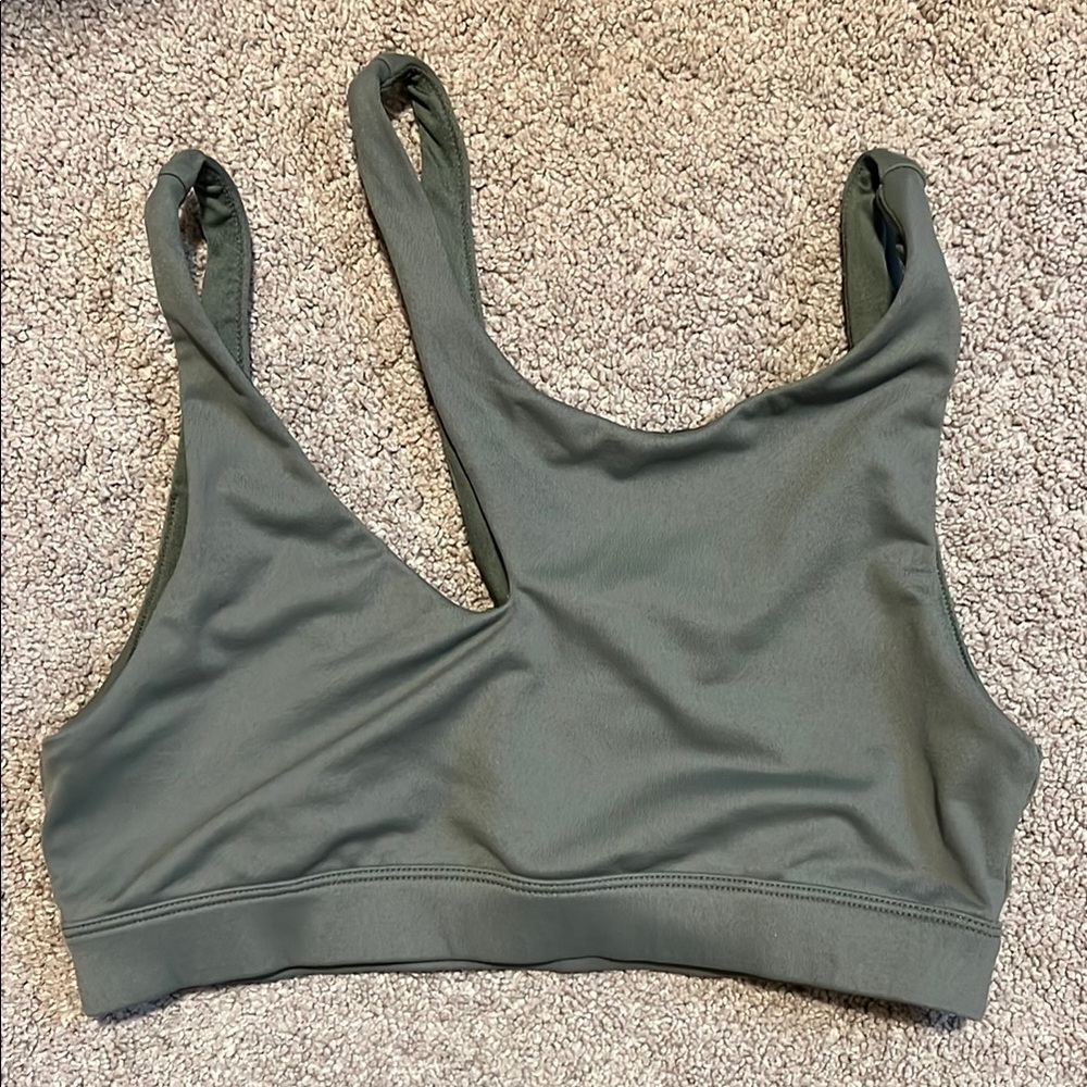 ALO Yoga Olive Cutout Sports Bra